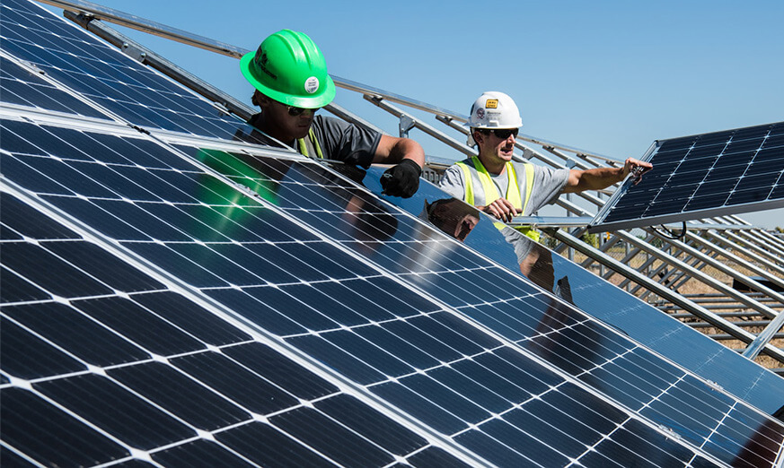 picture of construction for a solar panel farm